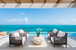 Terrace with ocean view. Beach Enclave Turks and Caicos