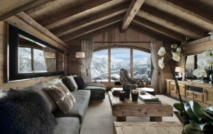 Living room in the one of Courchevel chalets
