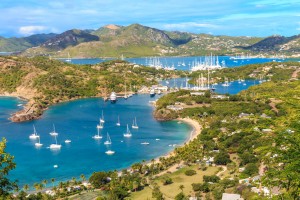 Antigua Bay, view from Shirely Heights, Antigua, West Indies, Caribbean. Best Beaches Antigua