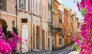 Old town street of Aix en Provence at summer day, France. Provence Itinerary for two