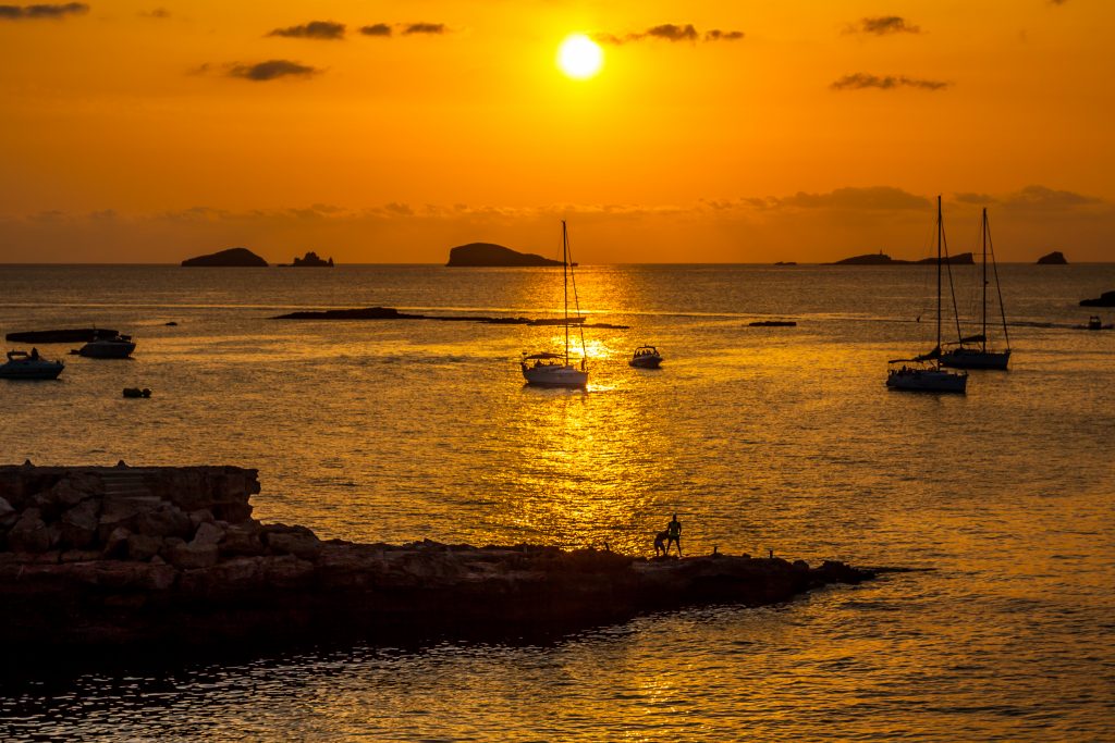 Ibiza Beautiful sunset in Cala Conta, Ibiza,near San Antonio. Best Photographic Spots Ibiza