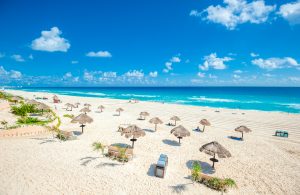 Cancun beach panorama, Mexico. Maya Riviera Beach Guide