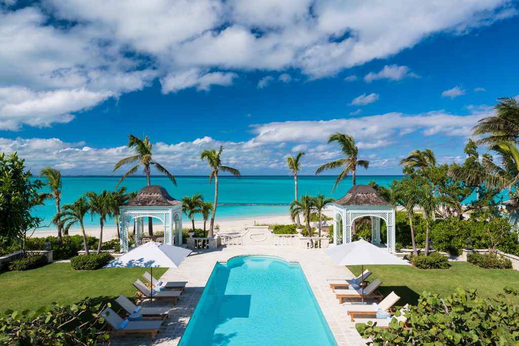 Pool and sea view from the villa Coral Pavilion