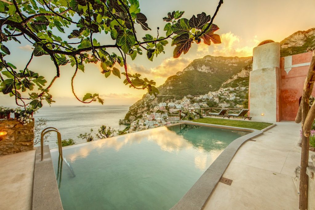 The pool view at villa Vicere in Amalfi Coast