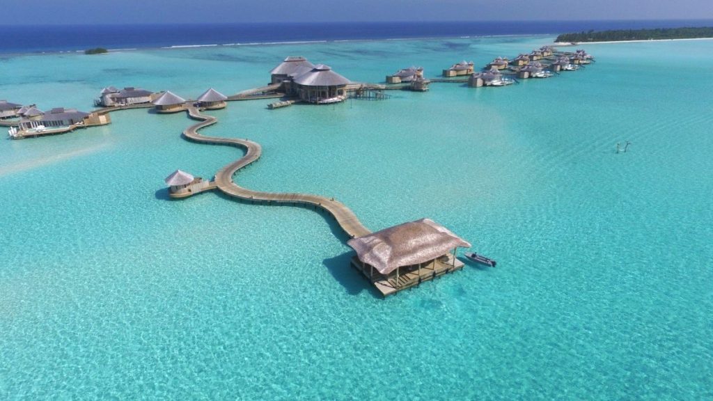 Soneva Jani Aerial View. luxury villas Maldives