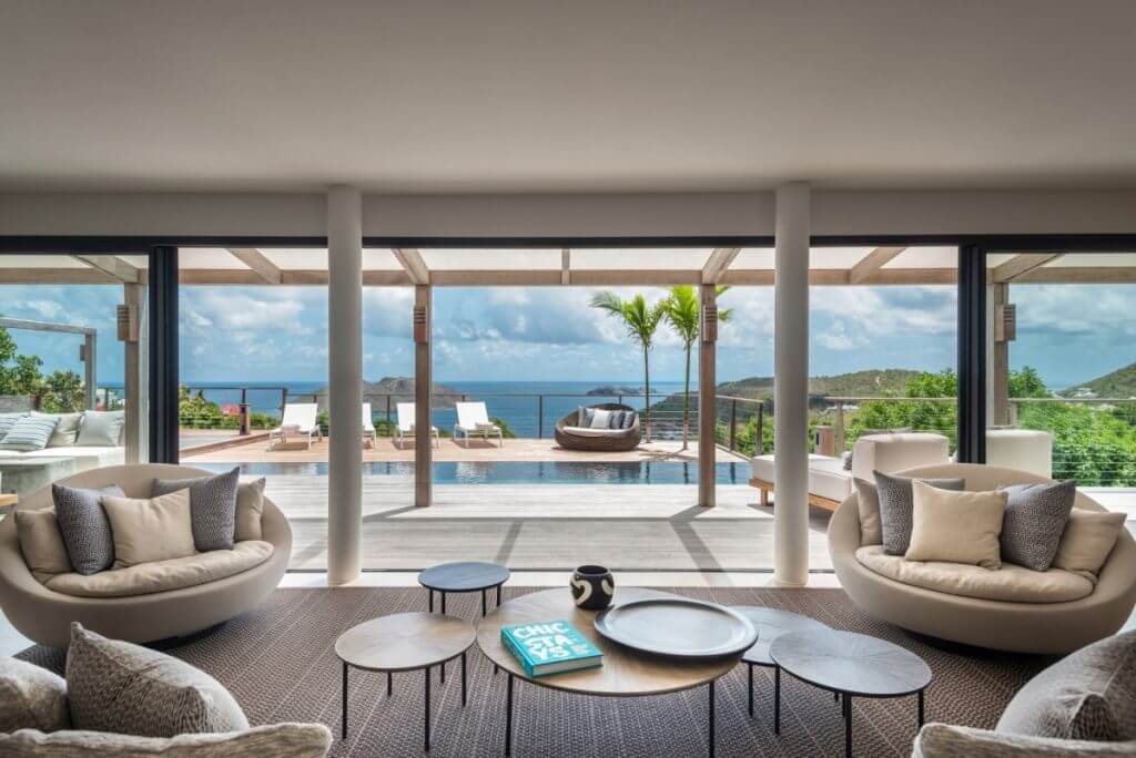 Villa The One in St Barts with panoramic views, a pool deck, and stylish indoor-outdoor living