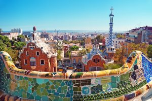 Park Guell in Barcelona. Autumn Festivals in Europe