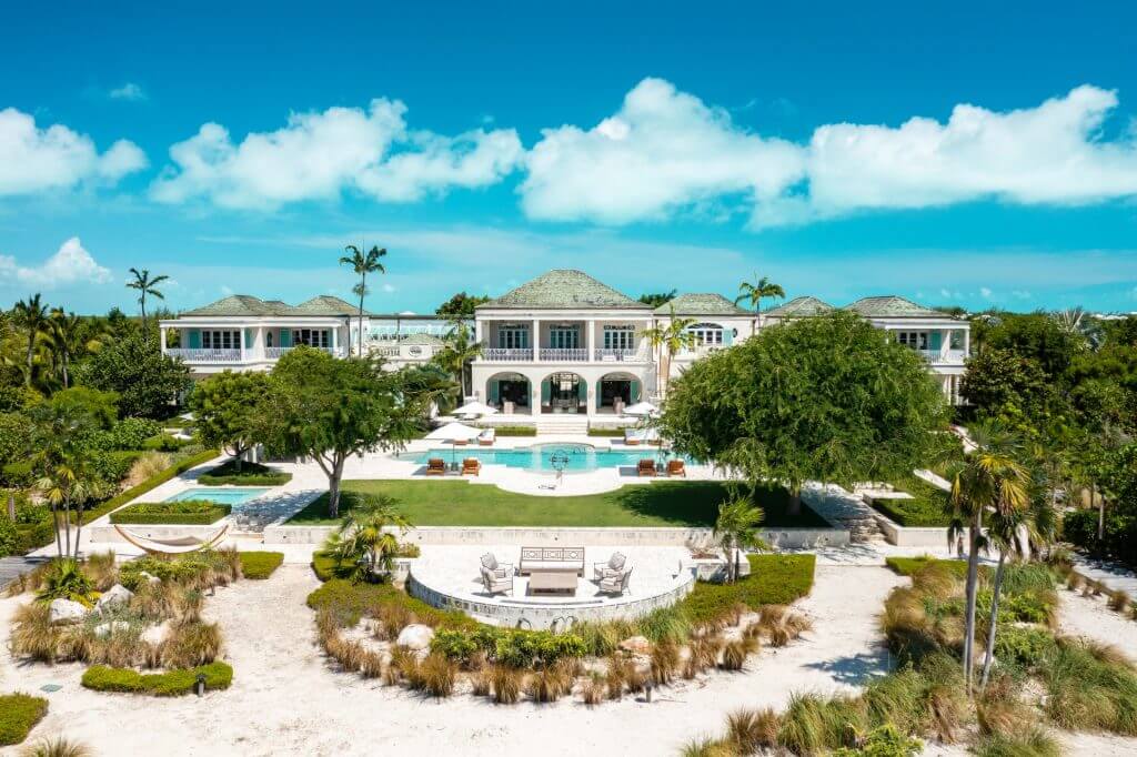 Villa Tranquility estate with pool and gardens during a Turks and Caicos vacation
