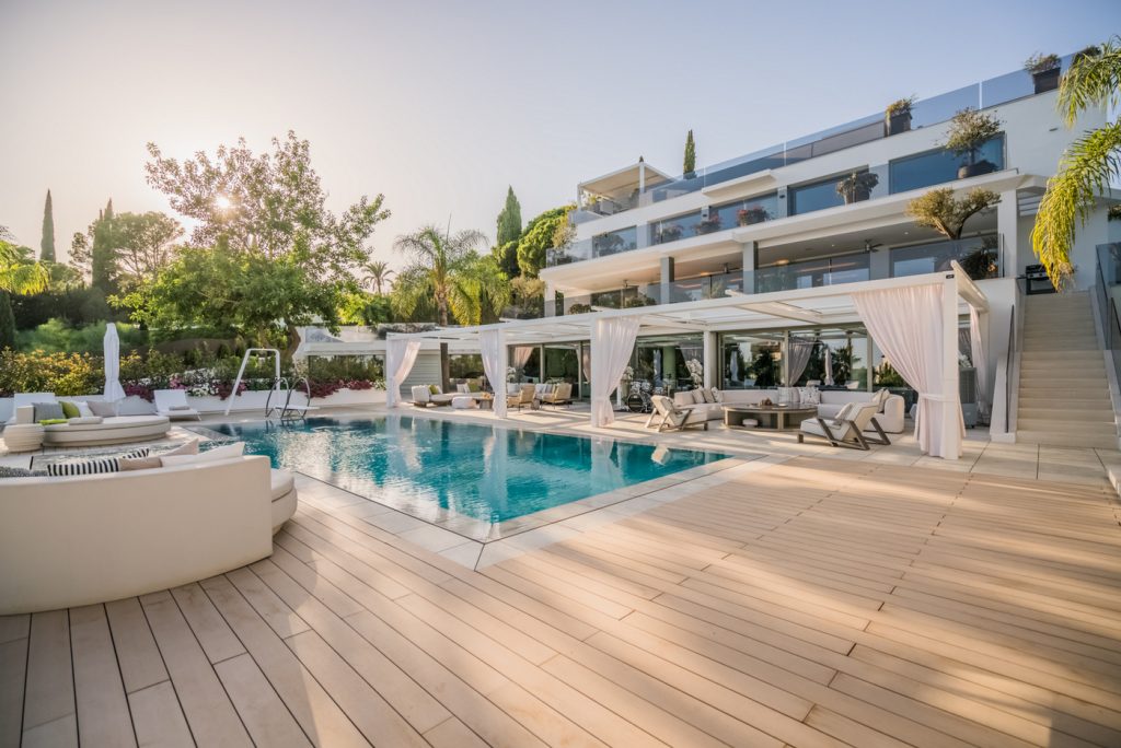 Villa Serenity, a luxurious Property in Marbella, Spain, with a private pool and lavish garden.