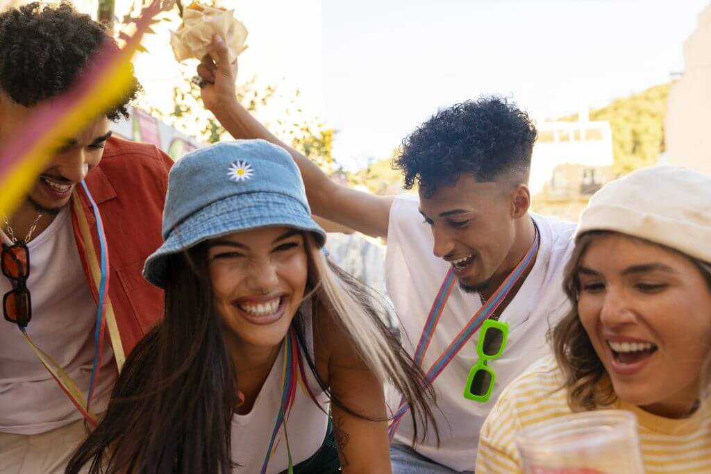 Friends enjoying Destiny Music Festival in Ocho Rios, celebrating Jamaica’s next-gen music in a joyful, vibrant setting.