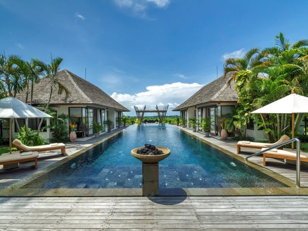 Villa Mandalay private pool with ocean views and tropical pavilions