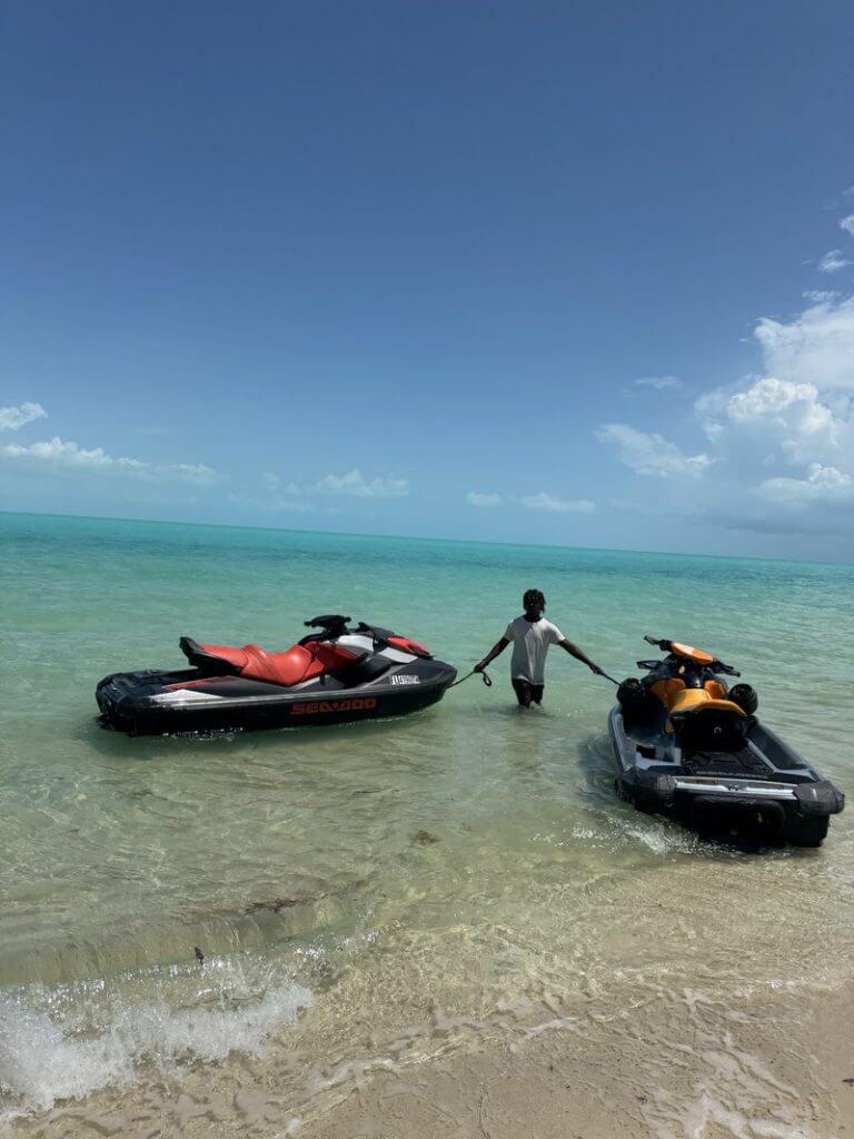 Jet skis by the beach in Turks and Caicos