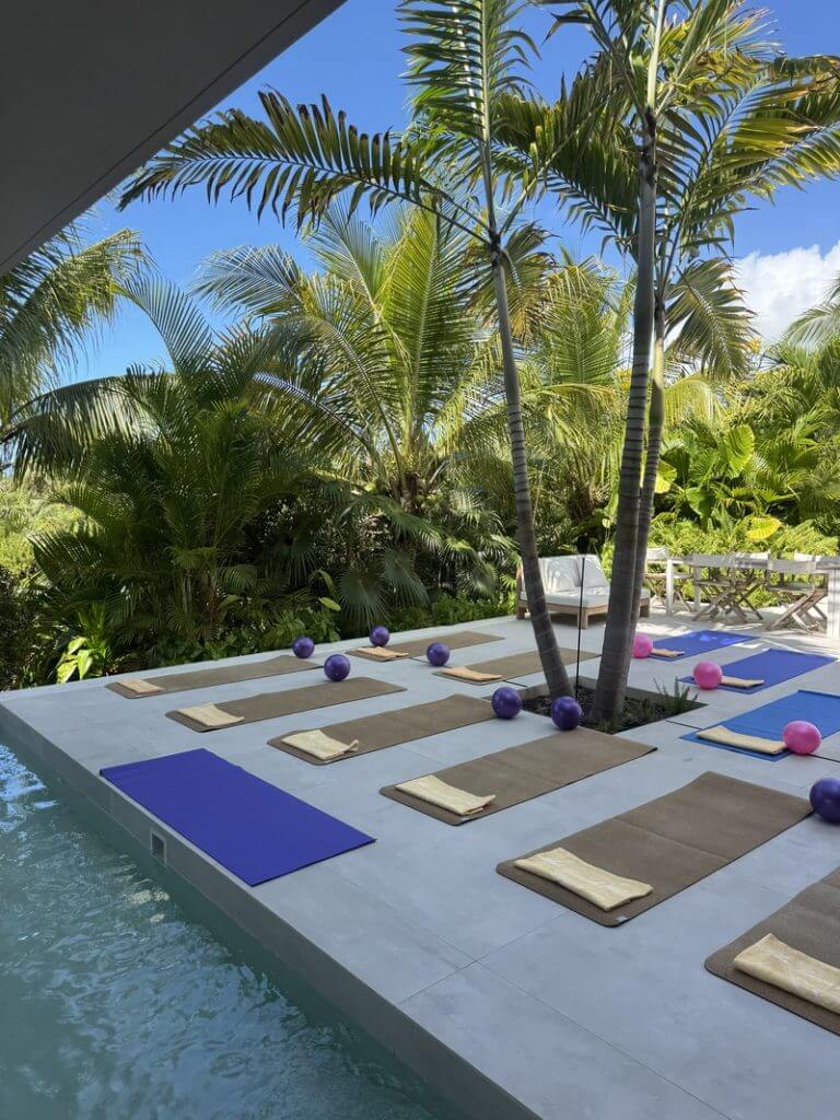 Pilates class setup at luxury Turks and Caicos villa