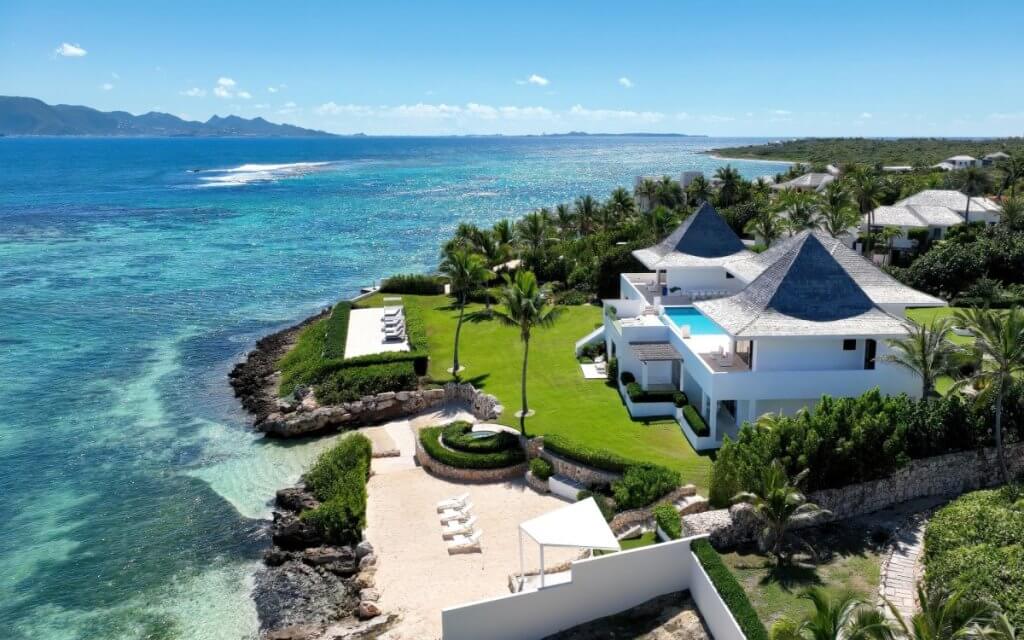 Le Bleu villa in Anguilla with beachfront lounge, pool, and sweeping ocean views