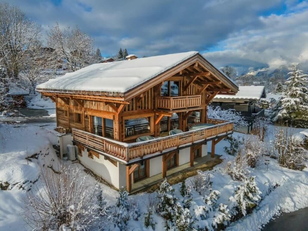 Eastwood Chalet in snowy Megeve with panoramic views and luxury alpine design