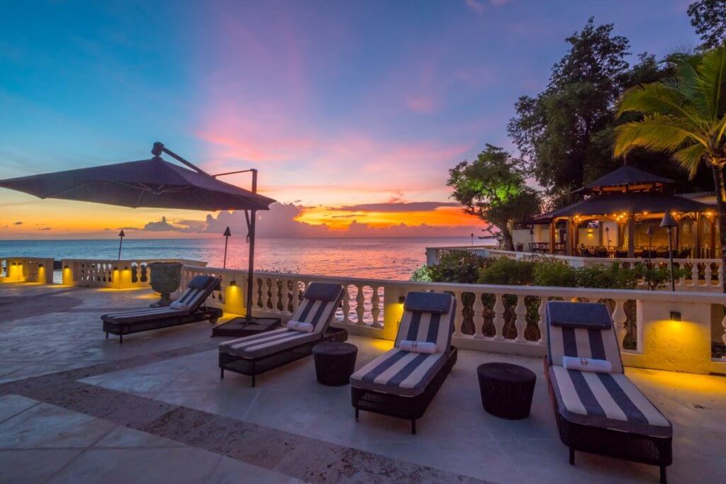 Cove Spring House, Barbados luxury villas with beachfront terrace, sunset loungers, and uninterrupted ocean views.