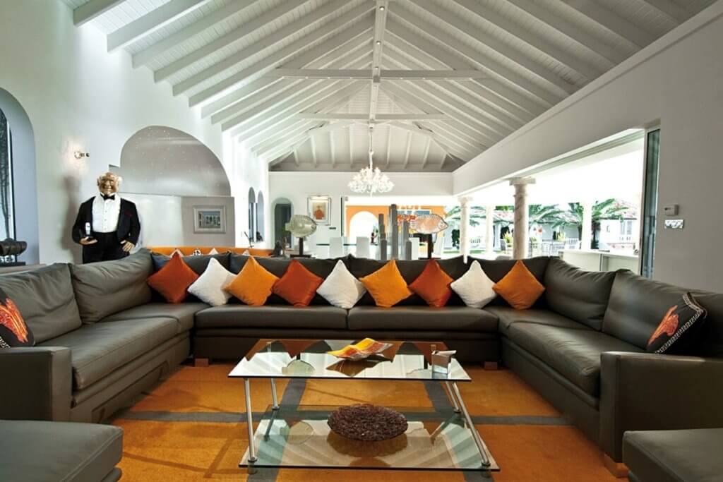 Luxury villas for spring break at Sandyline St Martin with vaulted ceilings, designer lounge, and tropical indoor-outdoor flow