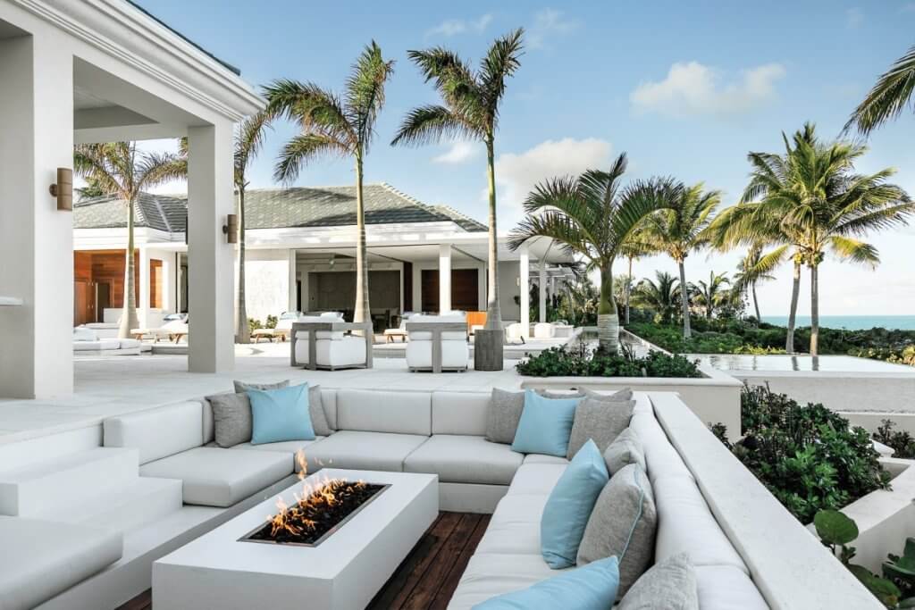 La Dolce Vita warm weather villa in Turks & Caicos with ocean-view terrace and luxury outdoor lounge.