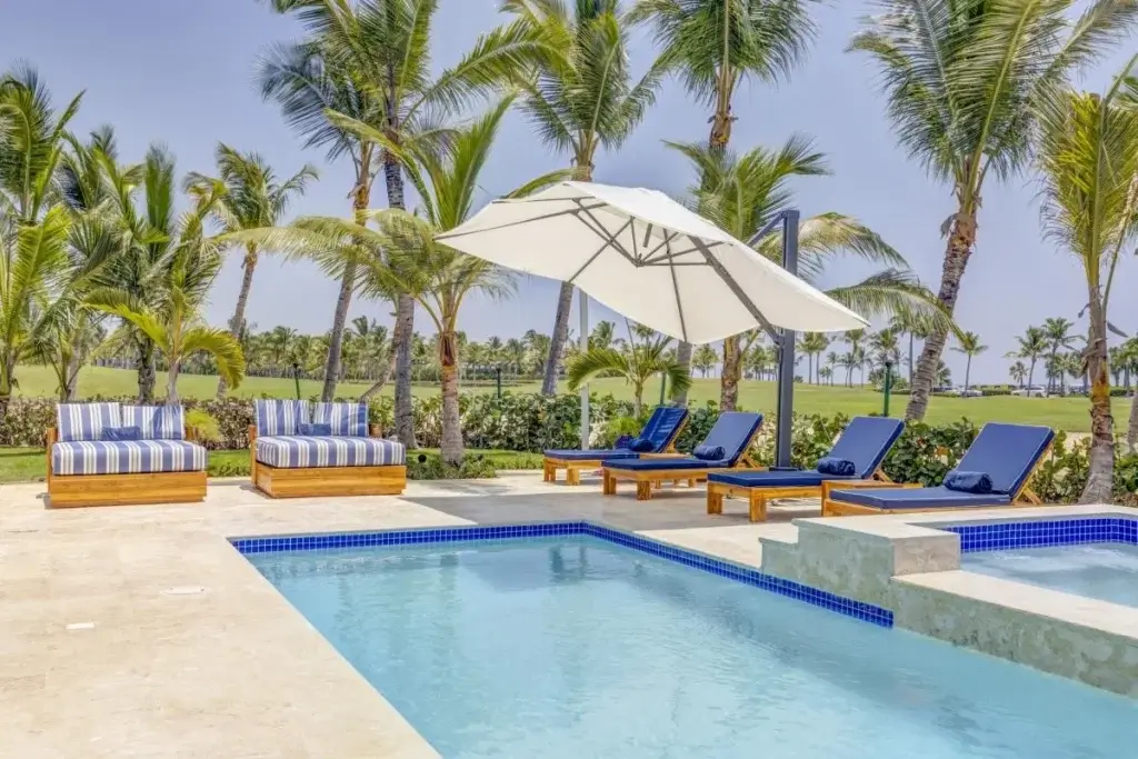 Private pool terrace at La Cana H9, Punta Cana, representing Dominican Republic luxury villas with open views and relaxed outdoor living.