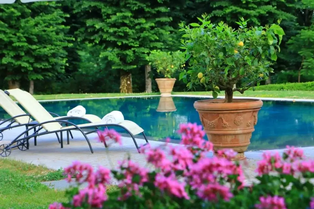 Where to stay in Tuscany at Castello del Monsignore with private pool, sun loungers, and garden setting