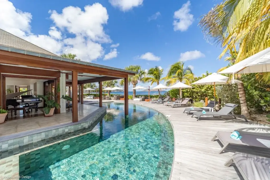 La Plage showcases the best beachfront villas in the Caribbean with a tropical pool terrace in St Barts