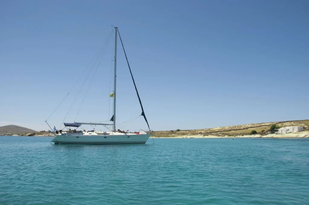 Mykonos Private Sailing Yacht Cruise on turquoise water with common Greek phrases