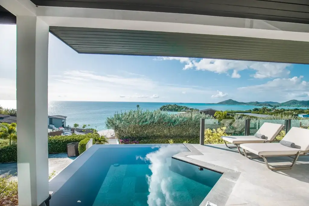 Seastar Antigua at Tamarind Hills Antigua with private pool, ocean views, loungers, and west coast scenery