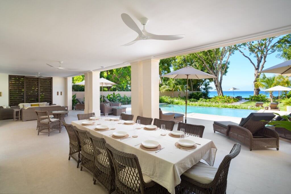 Sea Grove House alfresco dining terrace and private pool, one of Barbados’ top luxury villas