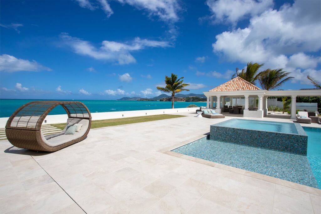Beau Rivage, one of the best Caribbean villas, with a private pool, ocean-view terrace and shaded gazebo.