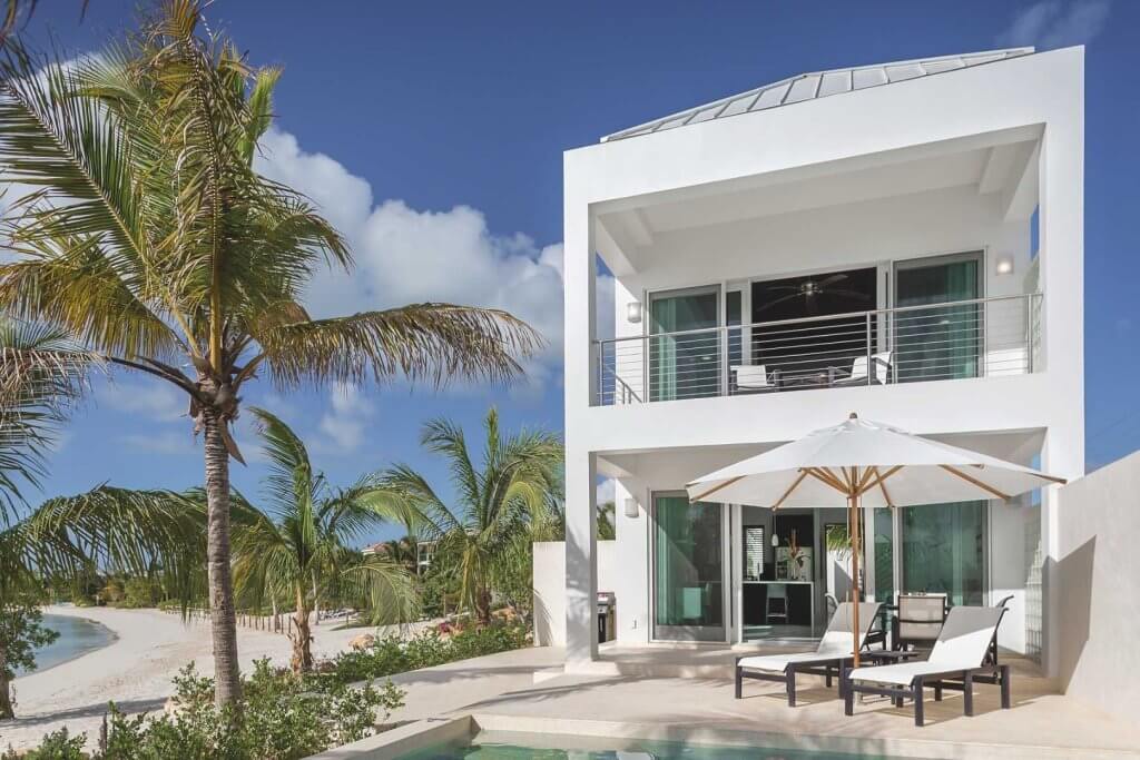 Positano villa in Turks and Caicos for special occasion travel, with a beachfront terrace and pool.